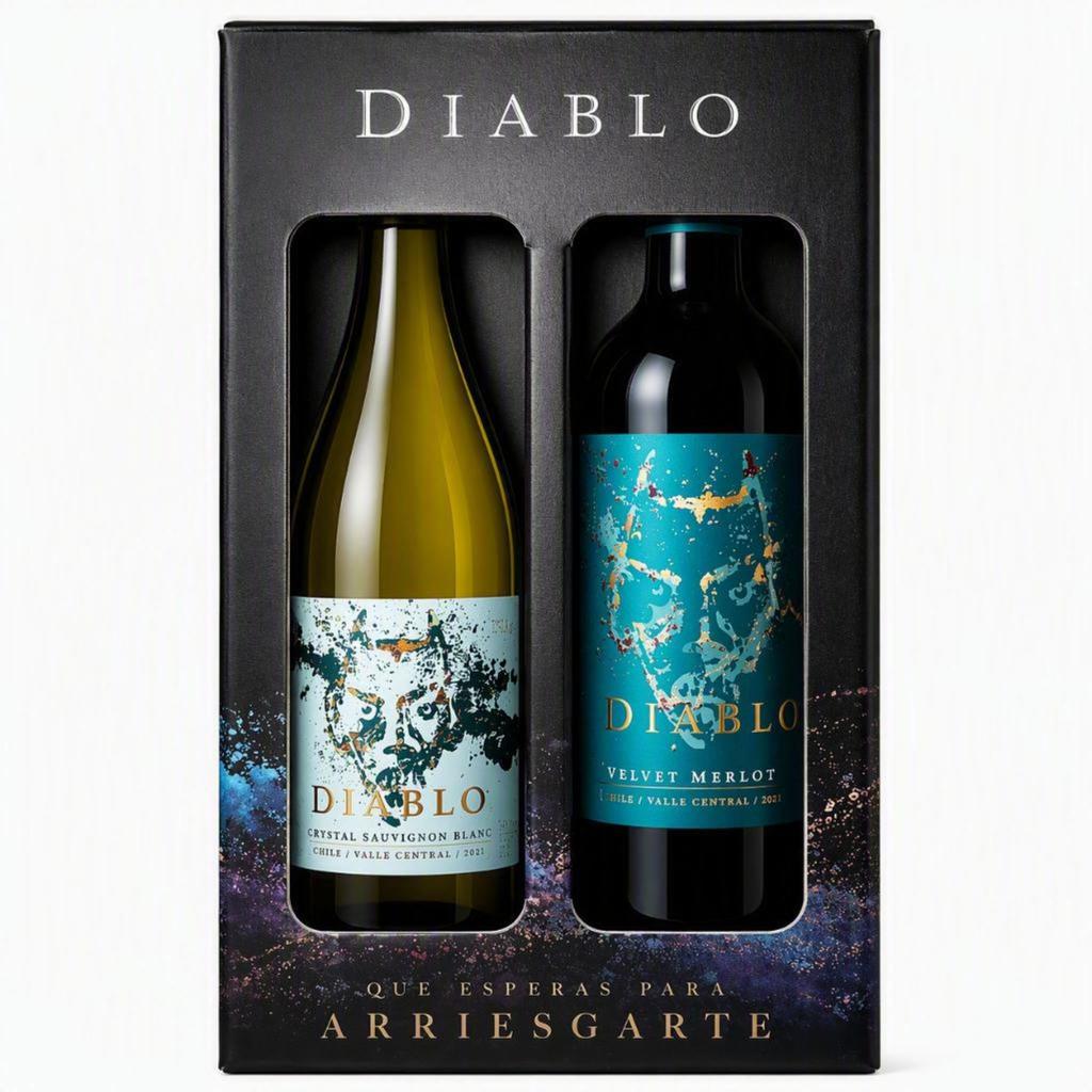 Diablo Velvet Merlot Vino Tinto y Crystal Sauvignon Blanc Vino Blanco 2 Unidades / 750 mL