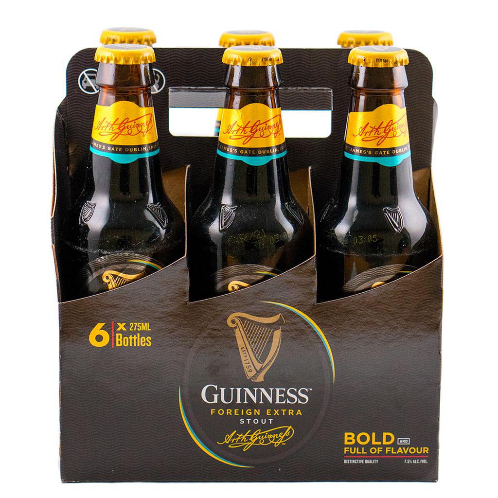 Guinness Extra Stout Irish Dark Beer Bottles 6 Units / 275 mL / 9.3 oz