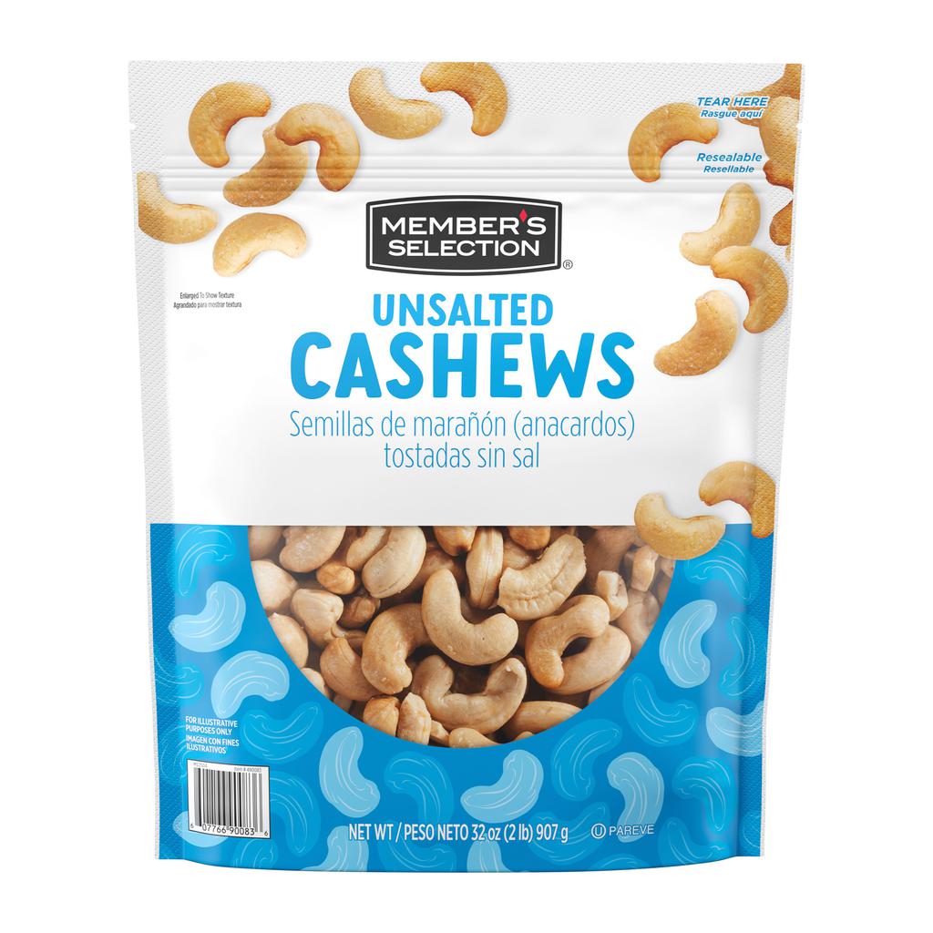 Member's Selection Unsalted Roasted Cashew Nuts 907 g / 32 oz