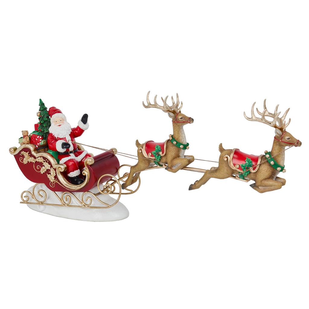 Member's Selection Figura Decorativa Navideña de Santa Claus en Trineo Volador con Renos