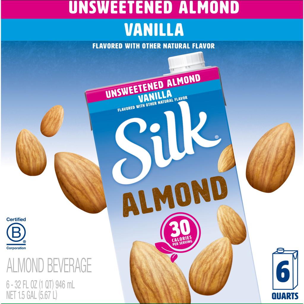 Silk Bebida de Almendras sin Endulzante Sabor a Vainilla 6 Unidades / 946 mL / 32 oz