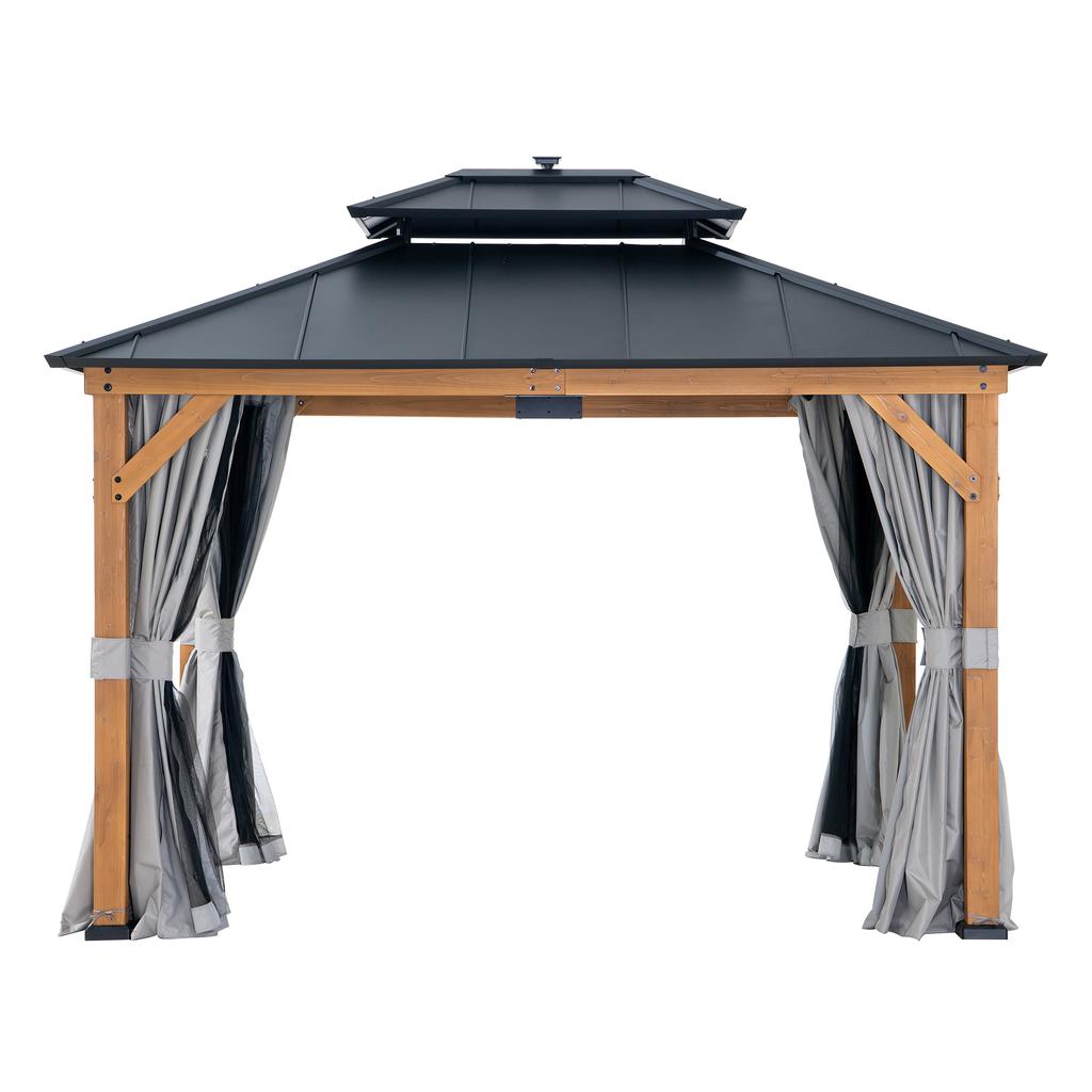 Sunjoy Gazebo with Wood and Steel Frame with Lights 3.04 m x 3.65 m / 10 ft x 12 ft