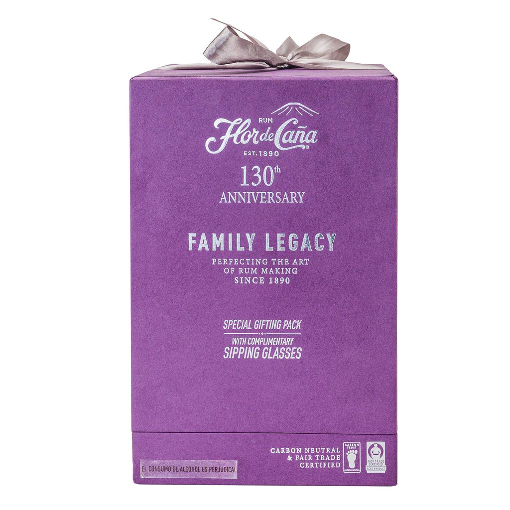 Flor de Caña Gift Pack Ron Aniversario 130 Edición Limitada 750 ml + 2 Copas