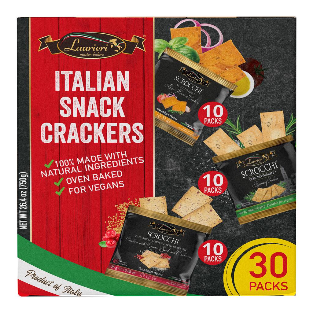 Laurieri Italian Crackers Assorted Flavors 30 Units / 25 g / 0.8 oz