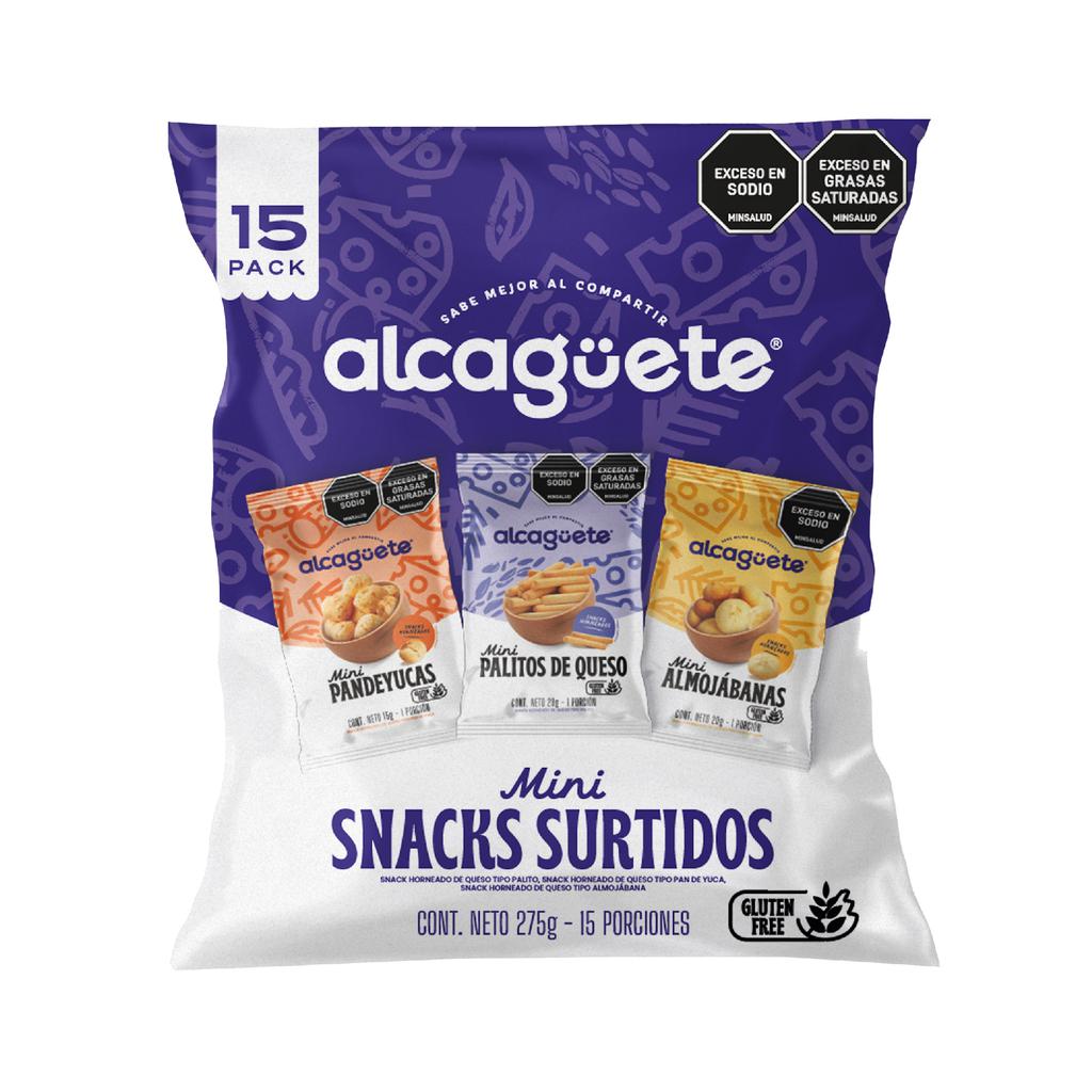 Alcagüete Mini Snack Pandeyucas, Almojábanas y Palitos de Queso 15 Unidades
