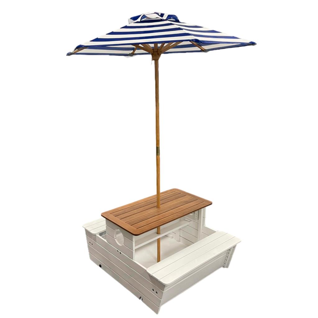 Outdoor Wooden Table with Included Umbrella for Boys and Girls 93.98 cm x 73 cm x 20 cm / 37" x 28.74" x 7.87"