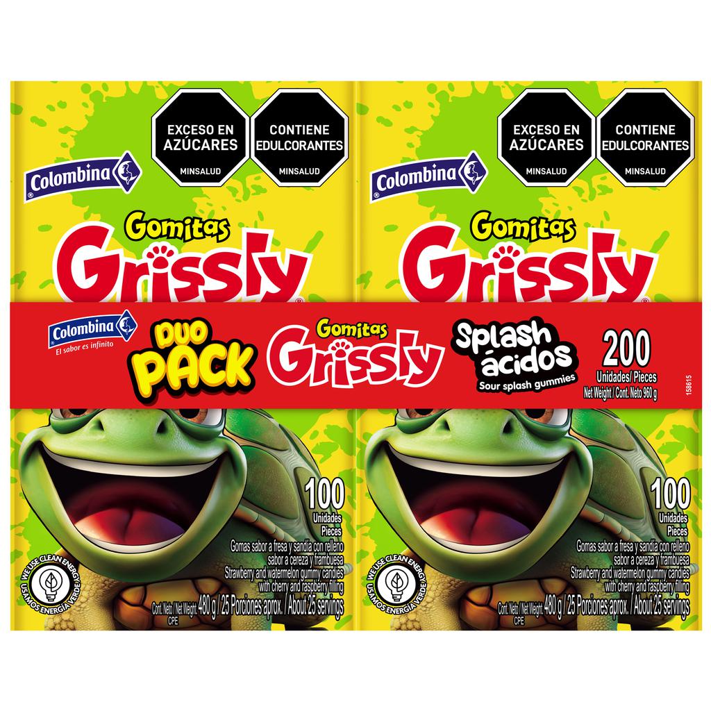 Grissly Splash Gomitas Rellenas Ácidas 200 Unidades