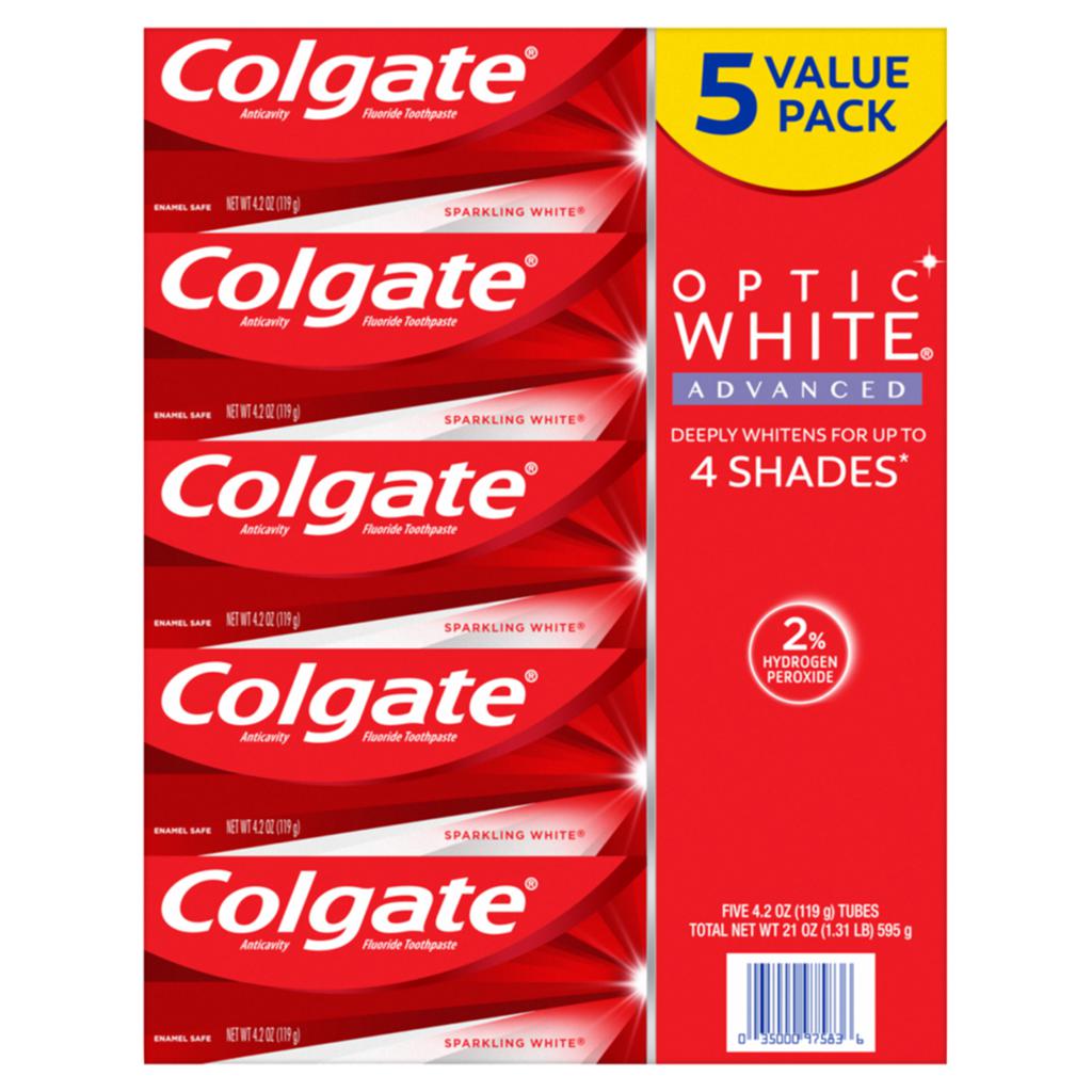 Colgate Optic White Toothpaste with Mint Flavor 5 Units / 119 g / 4.2 oz