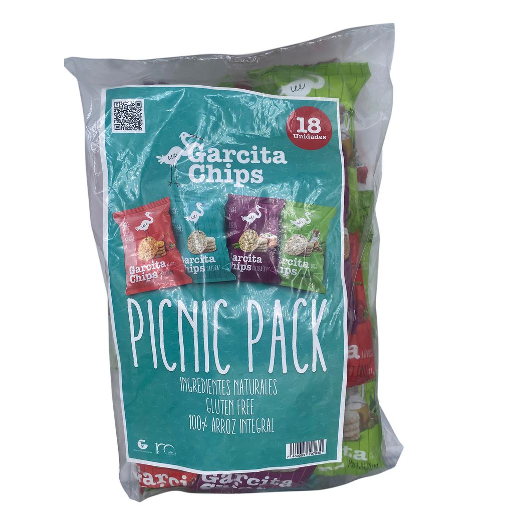 Garcita Chips Picnic Pack Surtido de Chips de Arroz 18 Unidades / 18 g