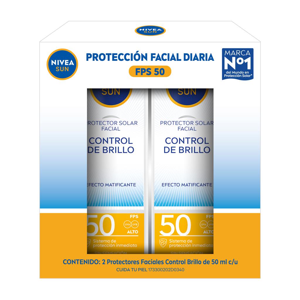 Nivea Sun Protector Solar Facial Control de Brillo 2 Unidades / 50 mL 