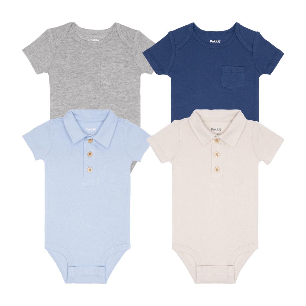 Pekkle Baby Boys' Bodysuits 4-Piece Set