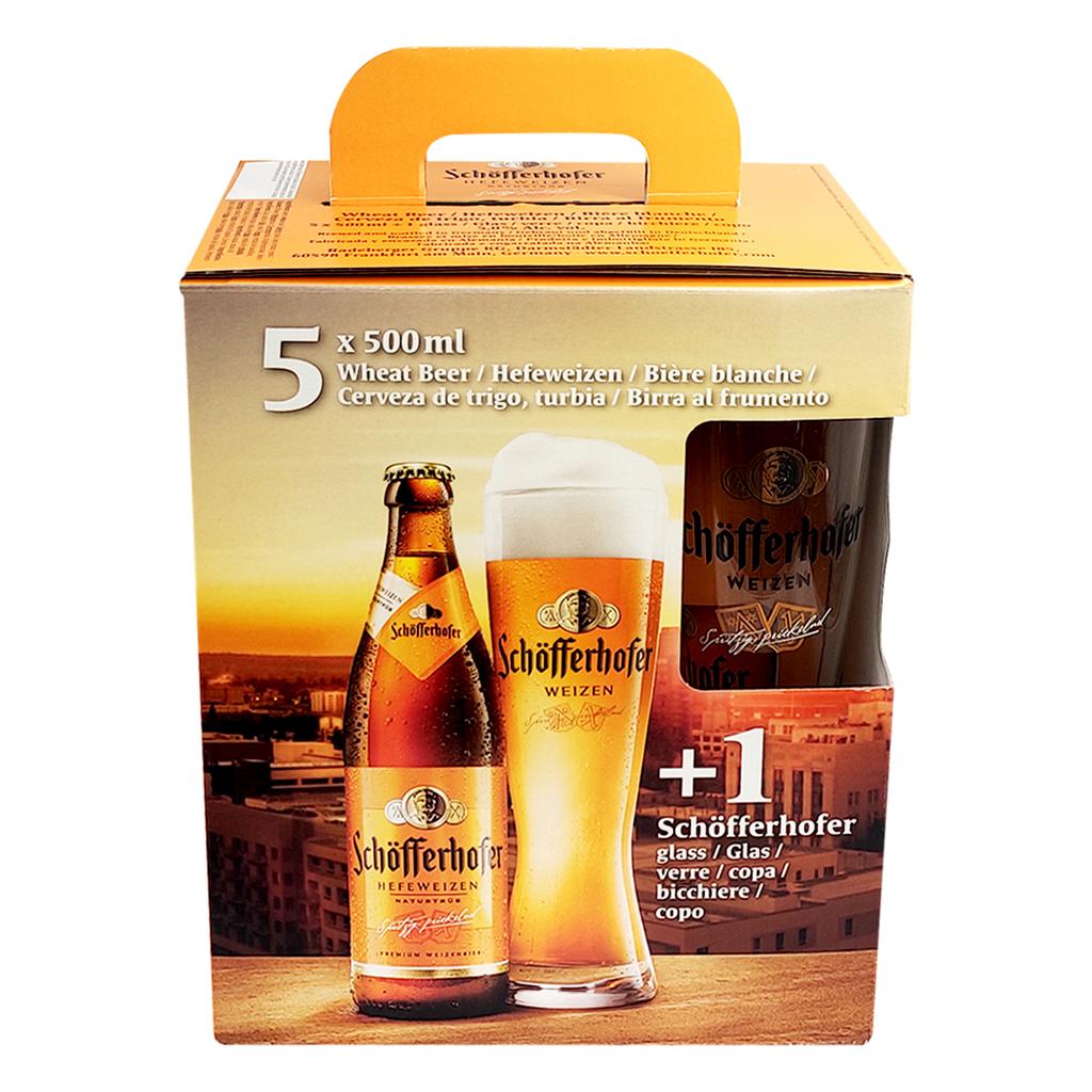 Schofferhofer Cerveza Hefeweizen Importada 5 Unidades / 500 mL + Copa