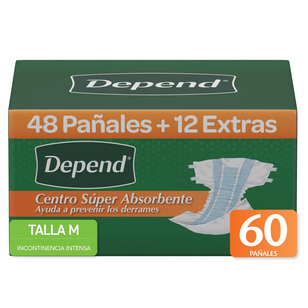 Depend Pañal Mediano para Adulto Incontinencia Intensa 60 Unidades