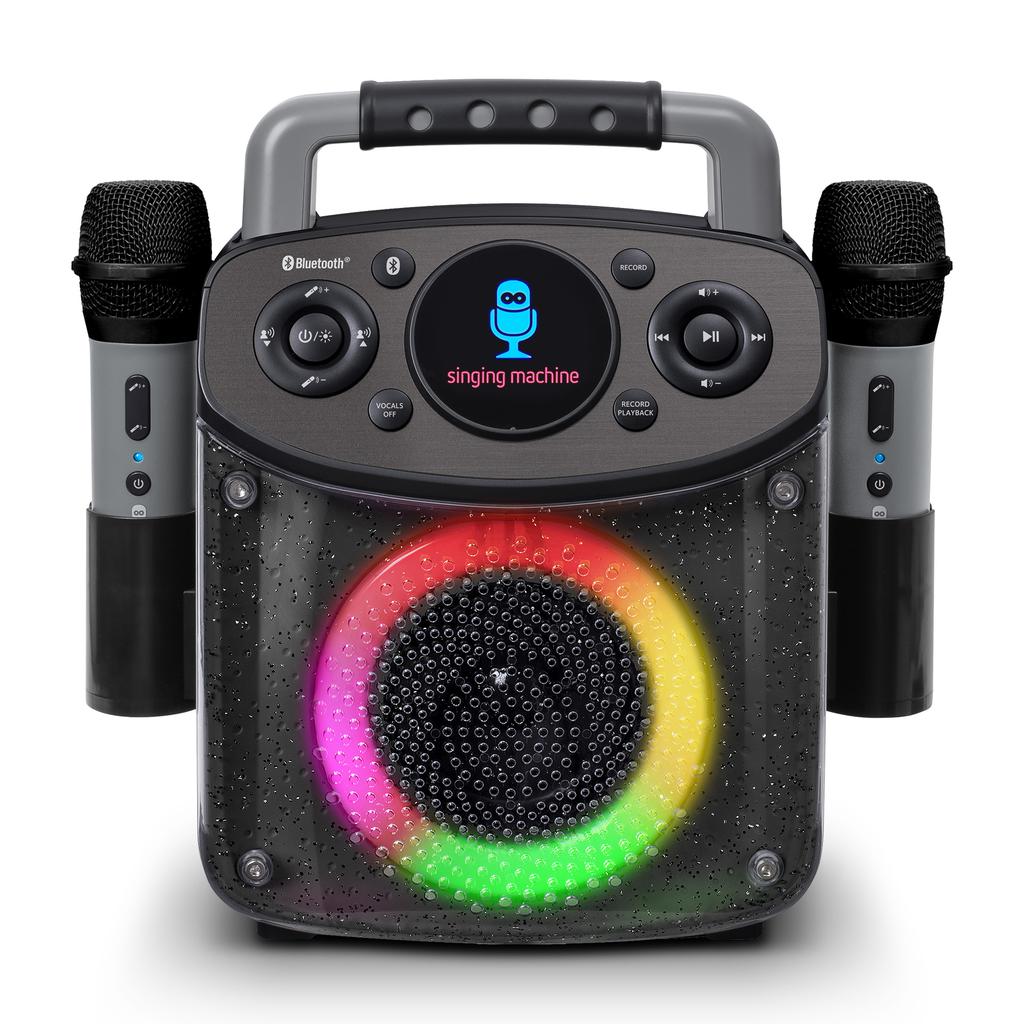 Singing Machine Máquina de Karaoke con Micrófonos y Luces LED para Niños
