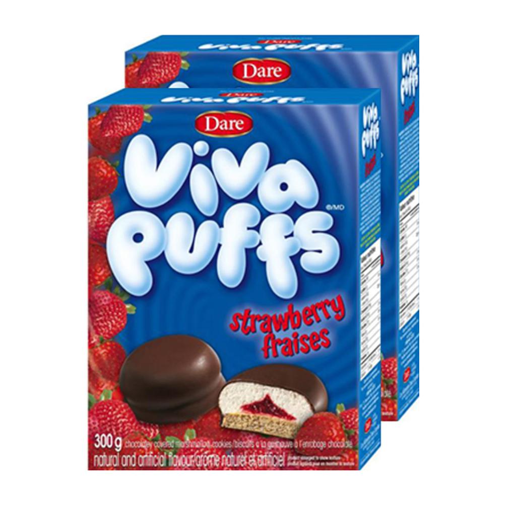 Dare Viva Puffs Cookies With Marshmallows And Strawberry Covered In Chocolate 2 Units / 300 G
