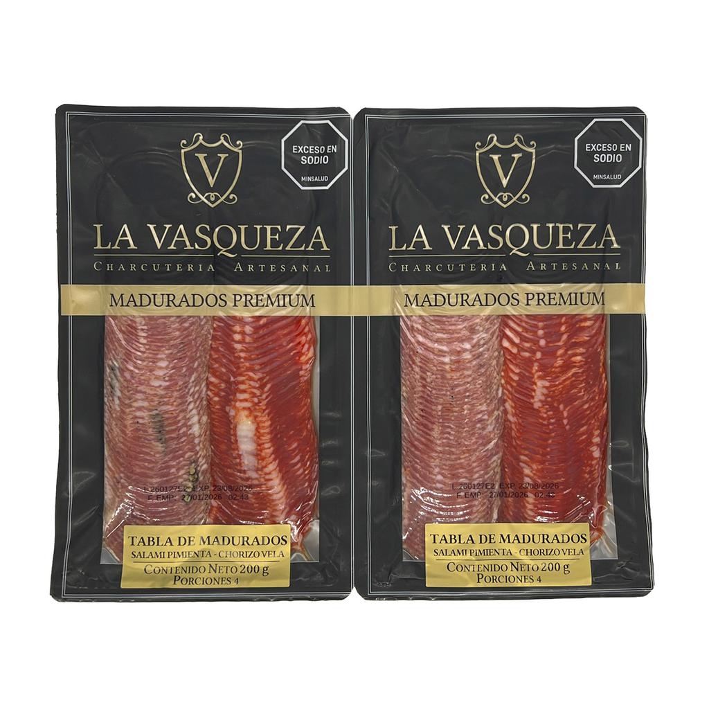 La Vasqueza Tabla de Madurados Salami Pimienta y Chorizo Veja / 2 Unidades / 200 g / 7 oz
