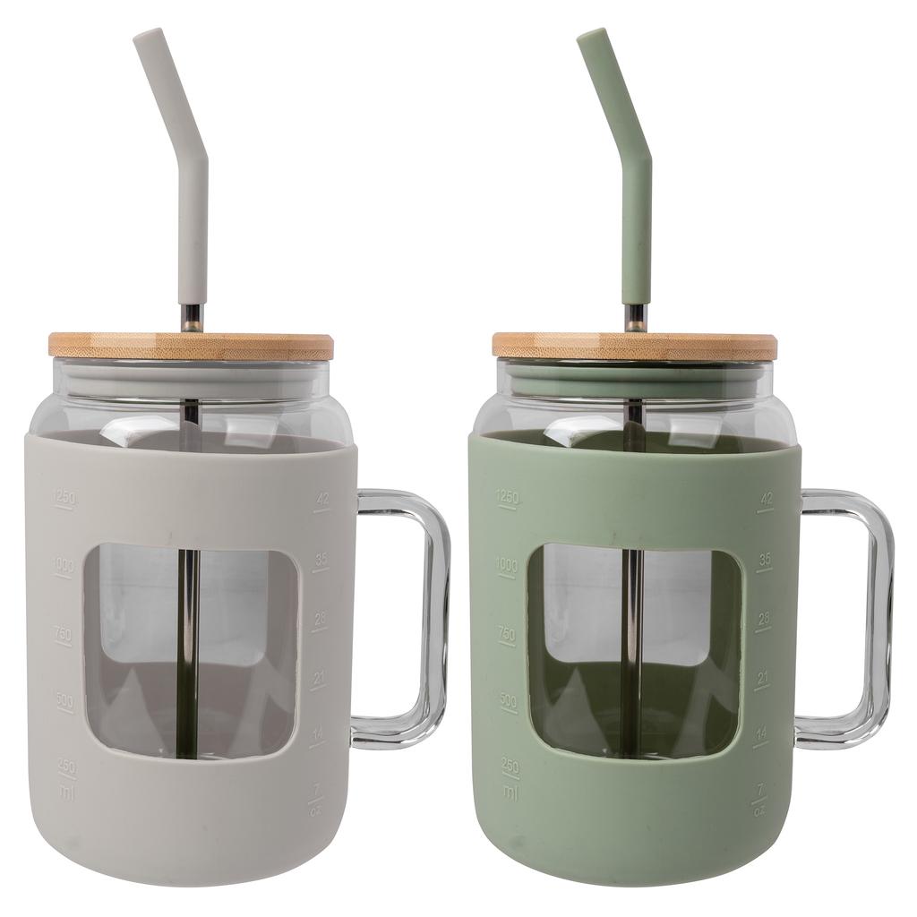 Lexi Home Glass Cups with Silicone Protector, 2 Units / 1.20 L / 40 oz