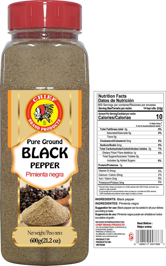Chief Black Pepper 600 G / 1.3 Lb