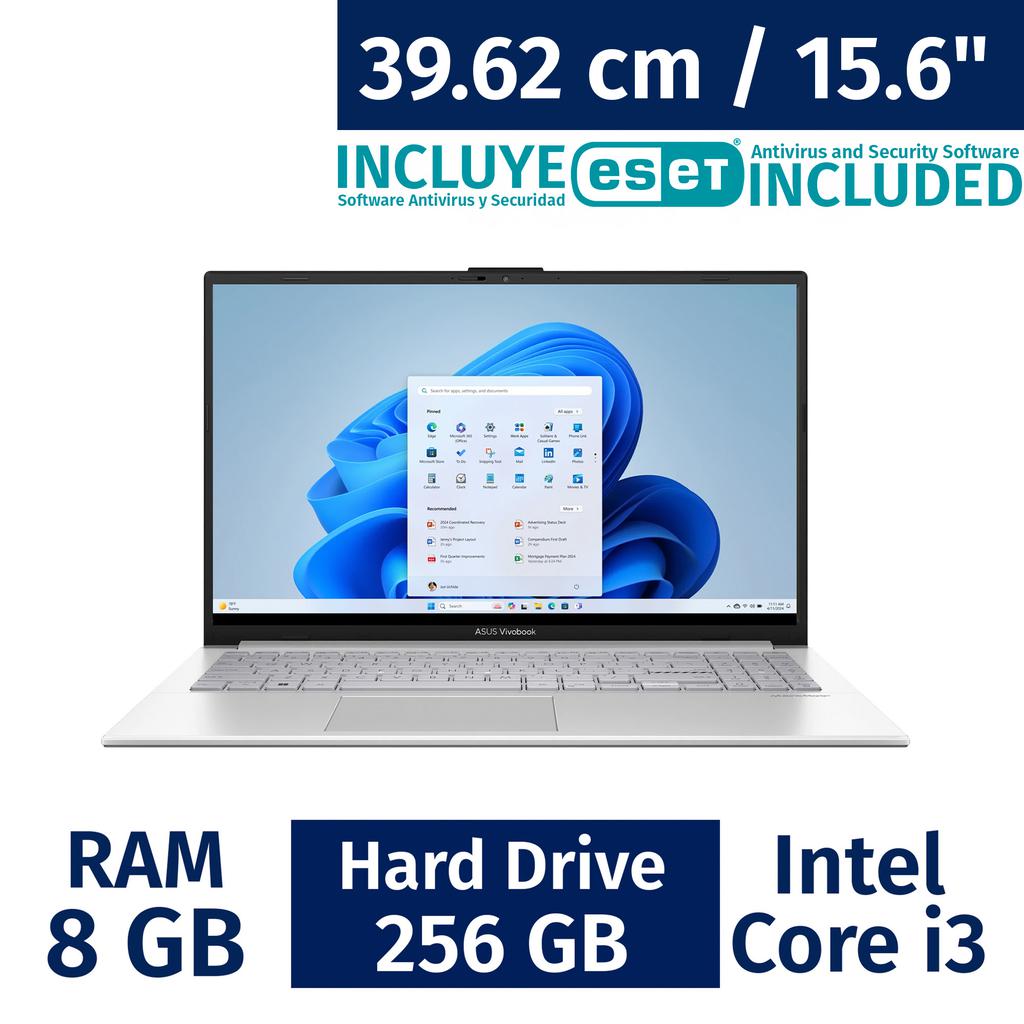 Asus 39.62 cm / 15.6" Inches Vivobook Go 15 Laptop with Intel Core i3, 8 Gigabytes / 256 Gigabytes E1504GA-WS35 + ESET Antivirus
