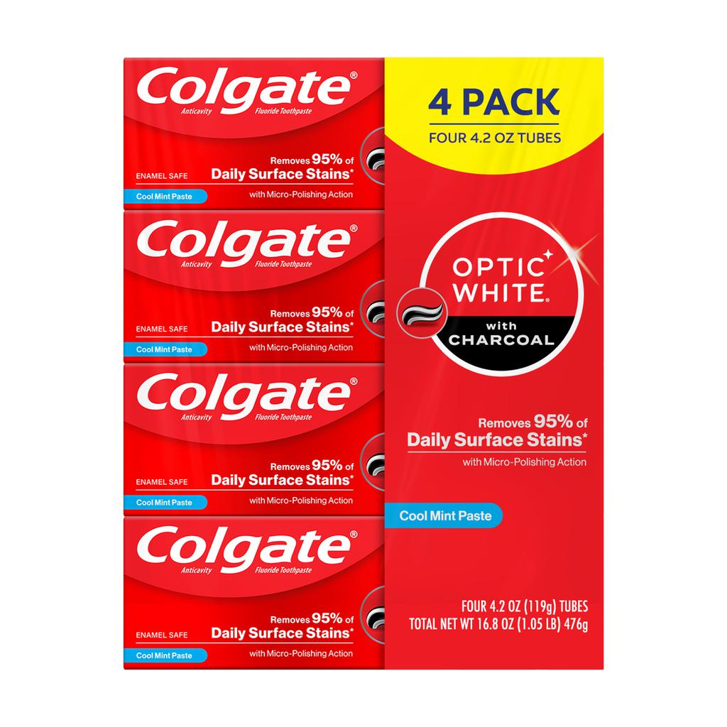 Colgate Optic White Toothpaste with Activated Charcoal 4 Units / 119 g / 4.2 oz