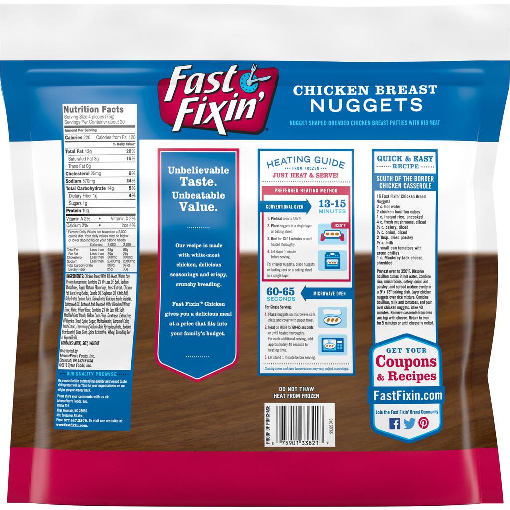 Fast Fixin' Nuggets de Pollo, 1.5 kg / 3.5 lb Aperitivos