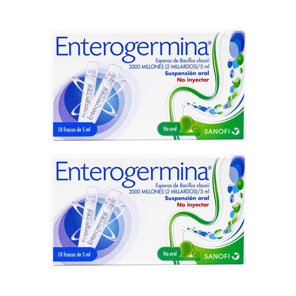 Enterogermina Suspensión Oral para el Equilibrio de la Flora Intestinal 2 Cajas / 10 Unidades / 5 mL