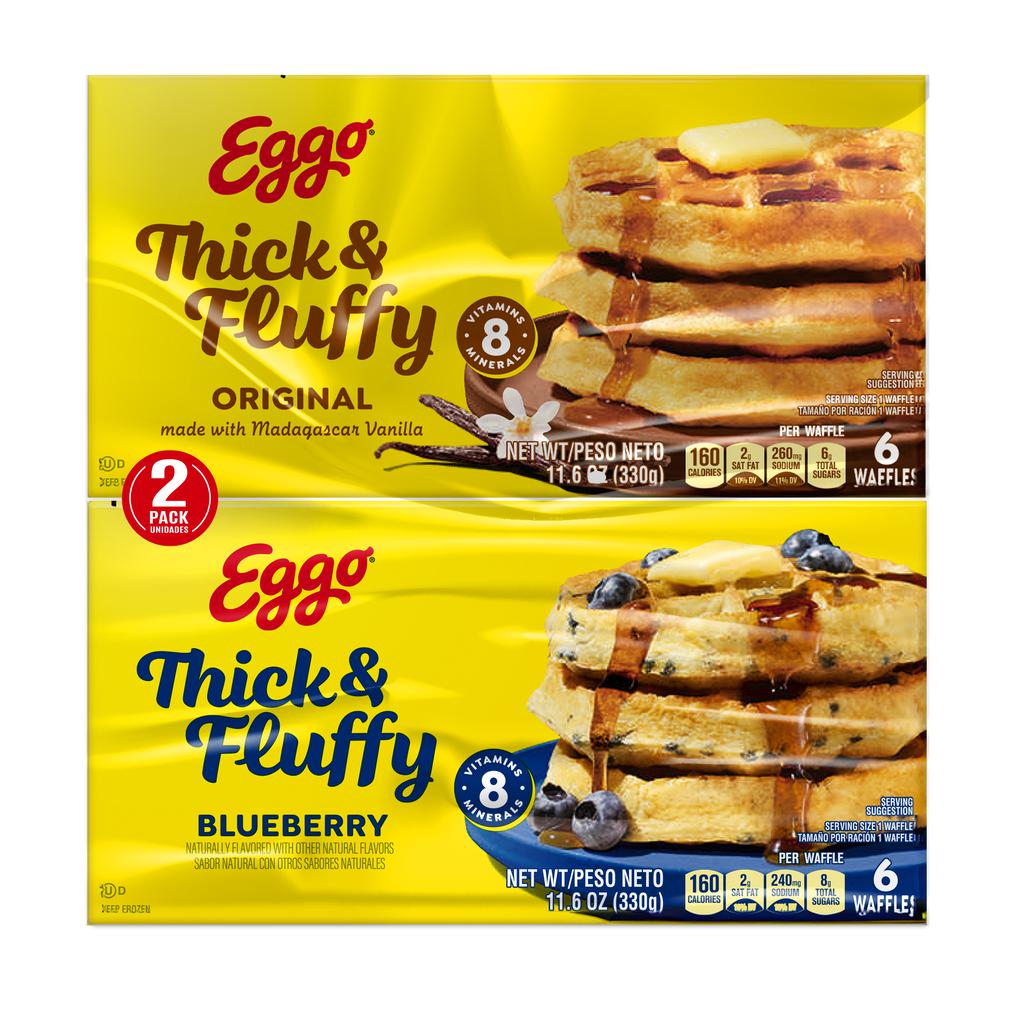 Eggo Thick & Fluffy Waffles Original & Blueberry 2 Units / 330 g / 11.6 oz