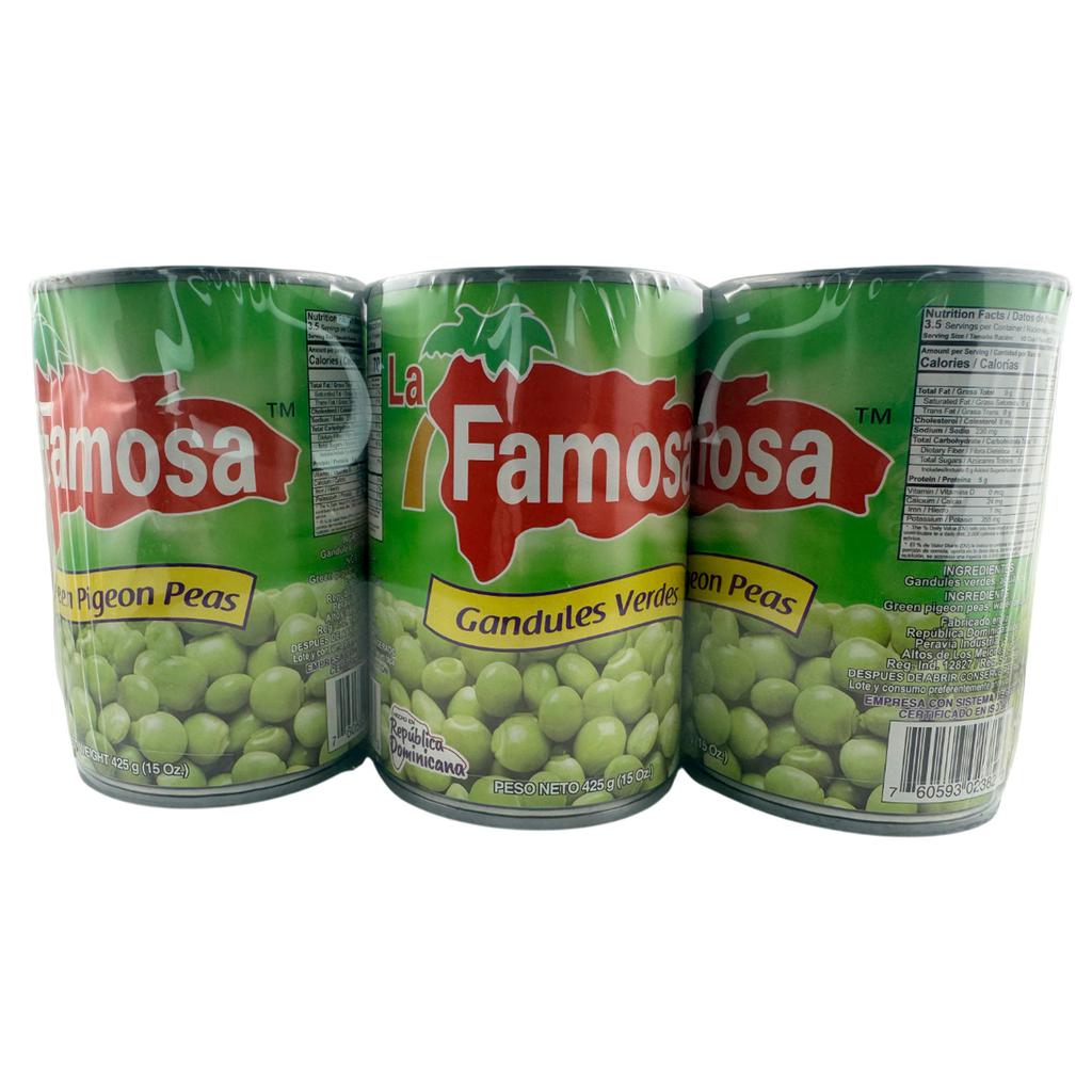 La Famosa Gandules Verdes 6 Unidades / 425 g / 15 oz