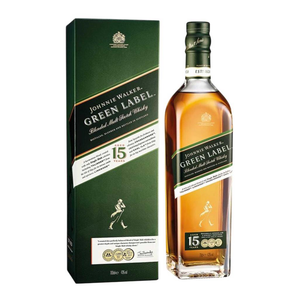 Johnnie Walker Green Label Whisky Escocés de Malta Mezclada 15 años 750 mL / 25.36 oz
