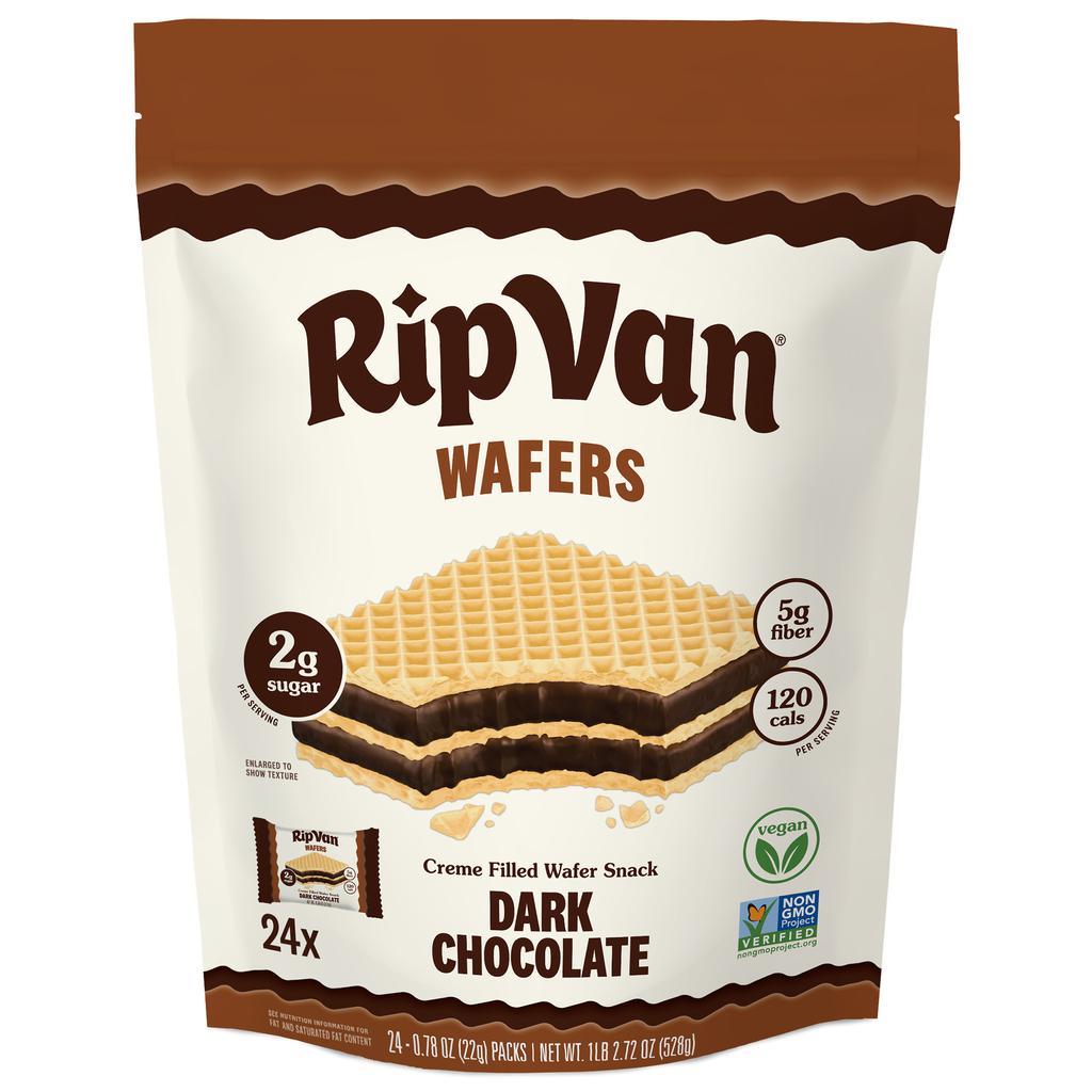 Rip Van Galletas Veganas Tipo Wafer de Chocolate Oscuro 24 Unidades / 22 g / 0.78 oz