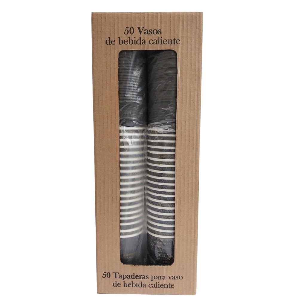Supliempaques Plastic Cup with Lid for Hot Drinks 50 Units