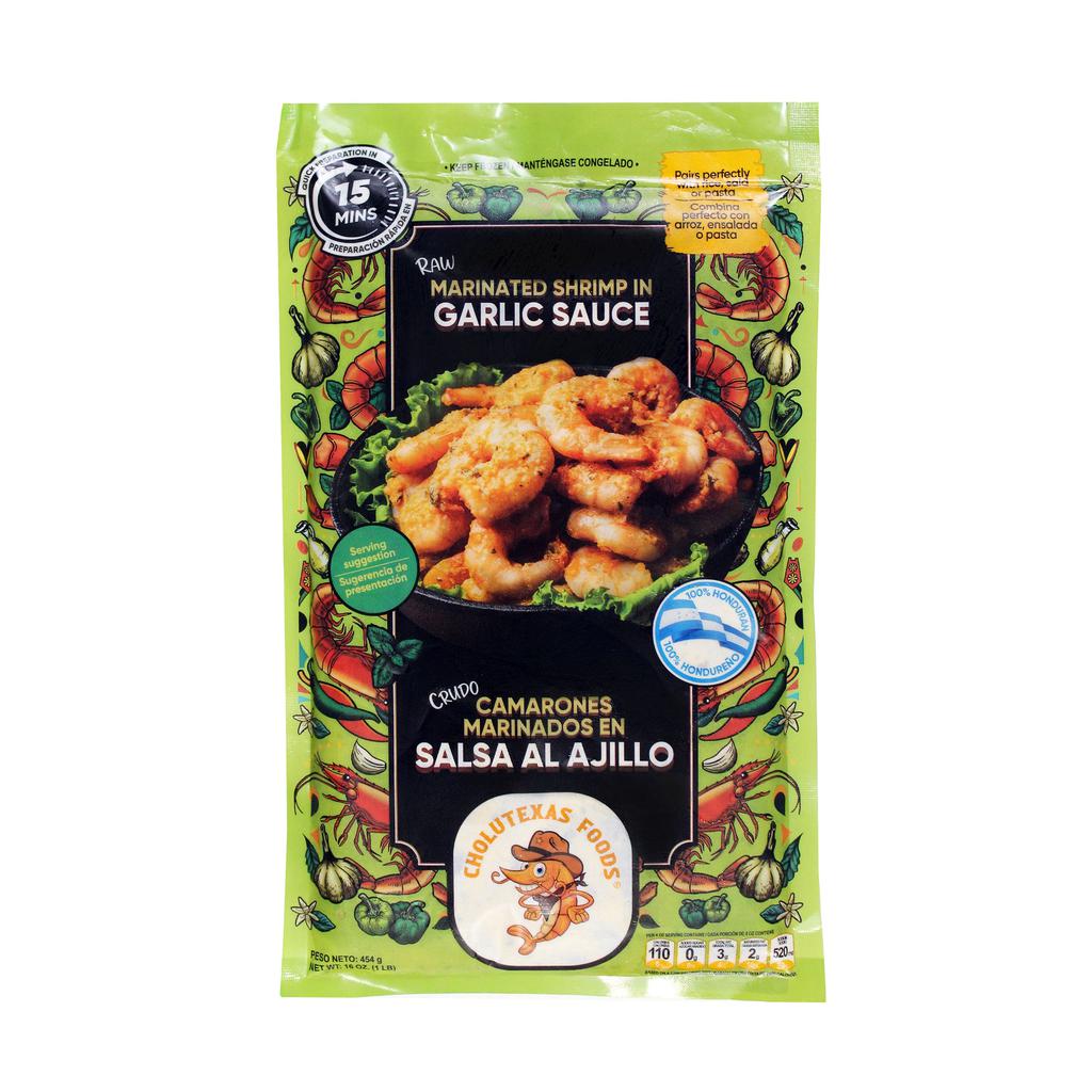 Cholutexas Foods Camarones Marinados en Salsa al Ajillo 2 Unidades / 454 g / 1 lb