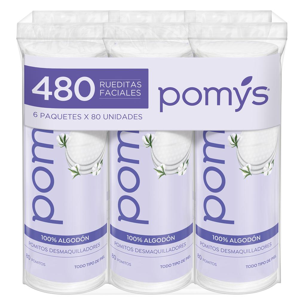 Pomys Ruedas de Algodón Facial para Desmaquillar 6 Paquetes / 80 Unidades