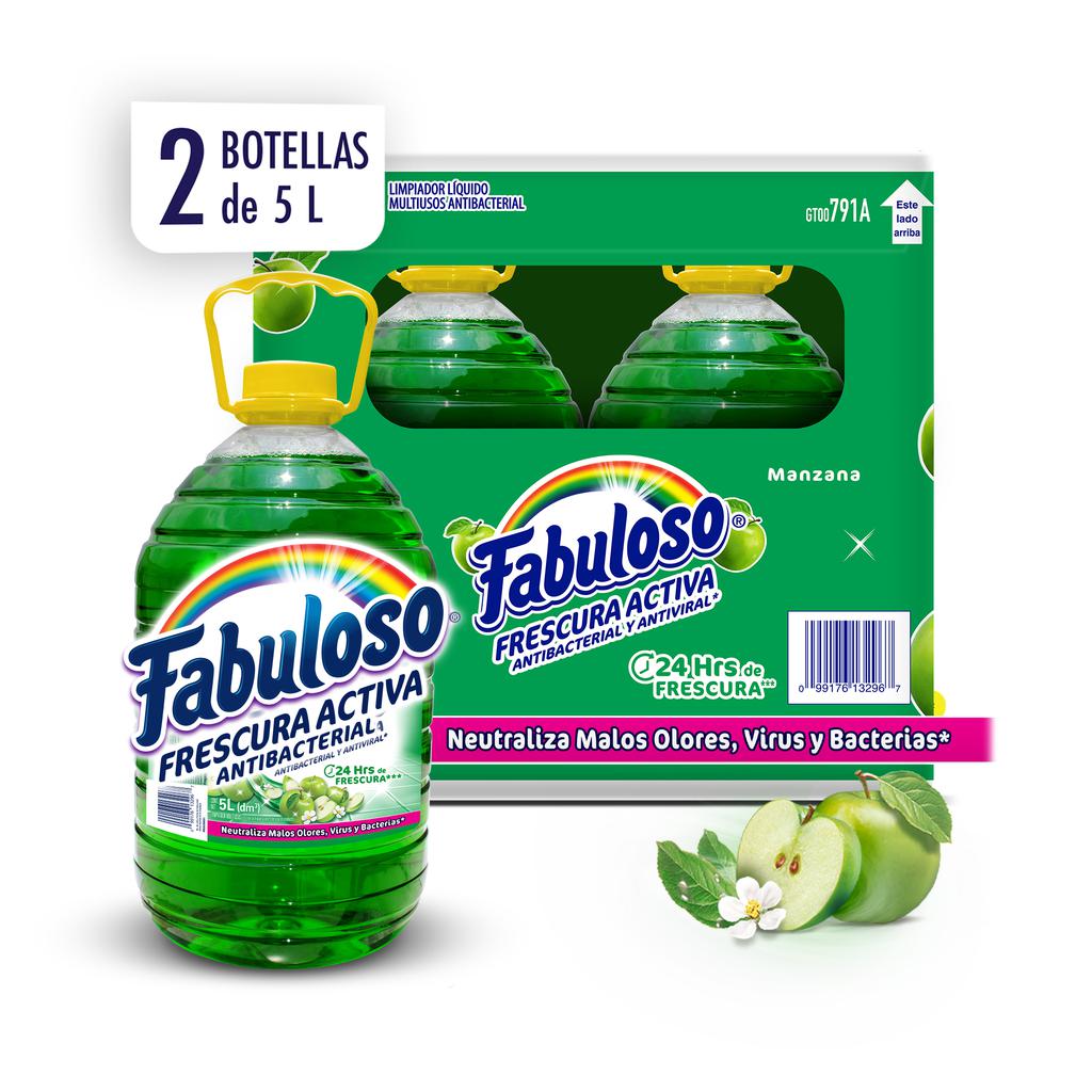 Fabuloso Desinfectante Multiusos Frescura Activa Antibacterial Manzana 2 Unidades / 5 L