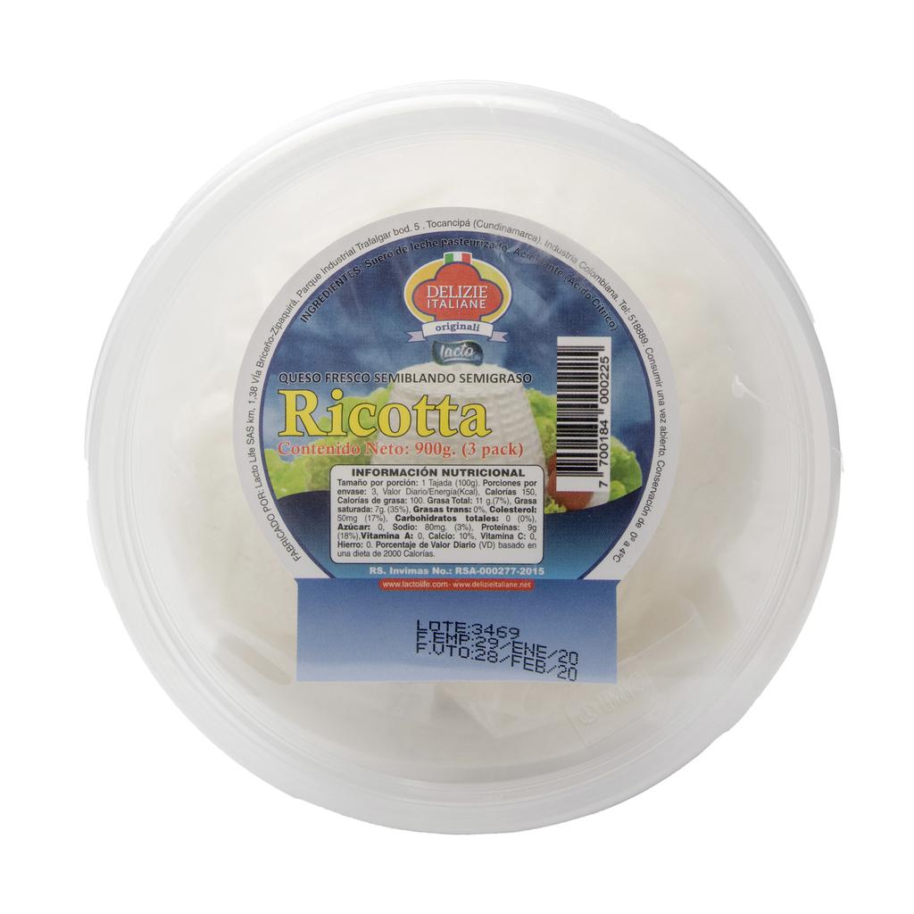 Delizie Italiane Queso Ricotta 3 Unidades / 900 g / 2 lb