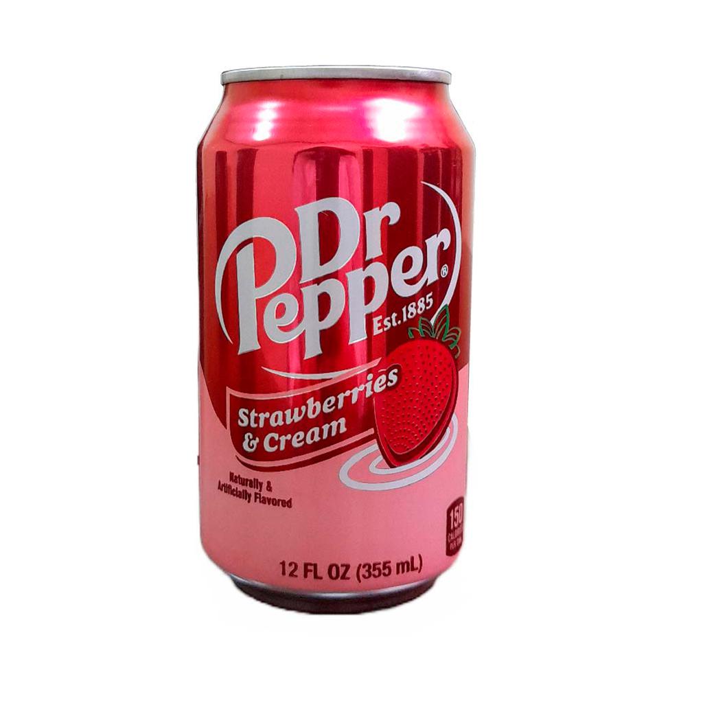 Dr. Pepper Bebida Gaseosa con Sabor a Fresas con Crema 12 Unidades / 355 mL / 12 oz
