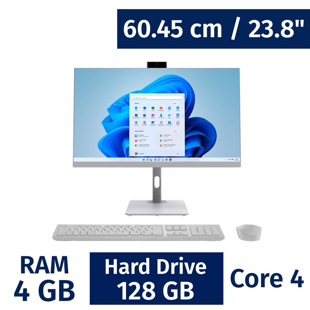 RCA 60.45 cm / 23.8" Inches Desktop Computer Core 4 Gigabytes / 128 Gigabytes RWBN12444-GRY-S