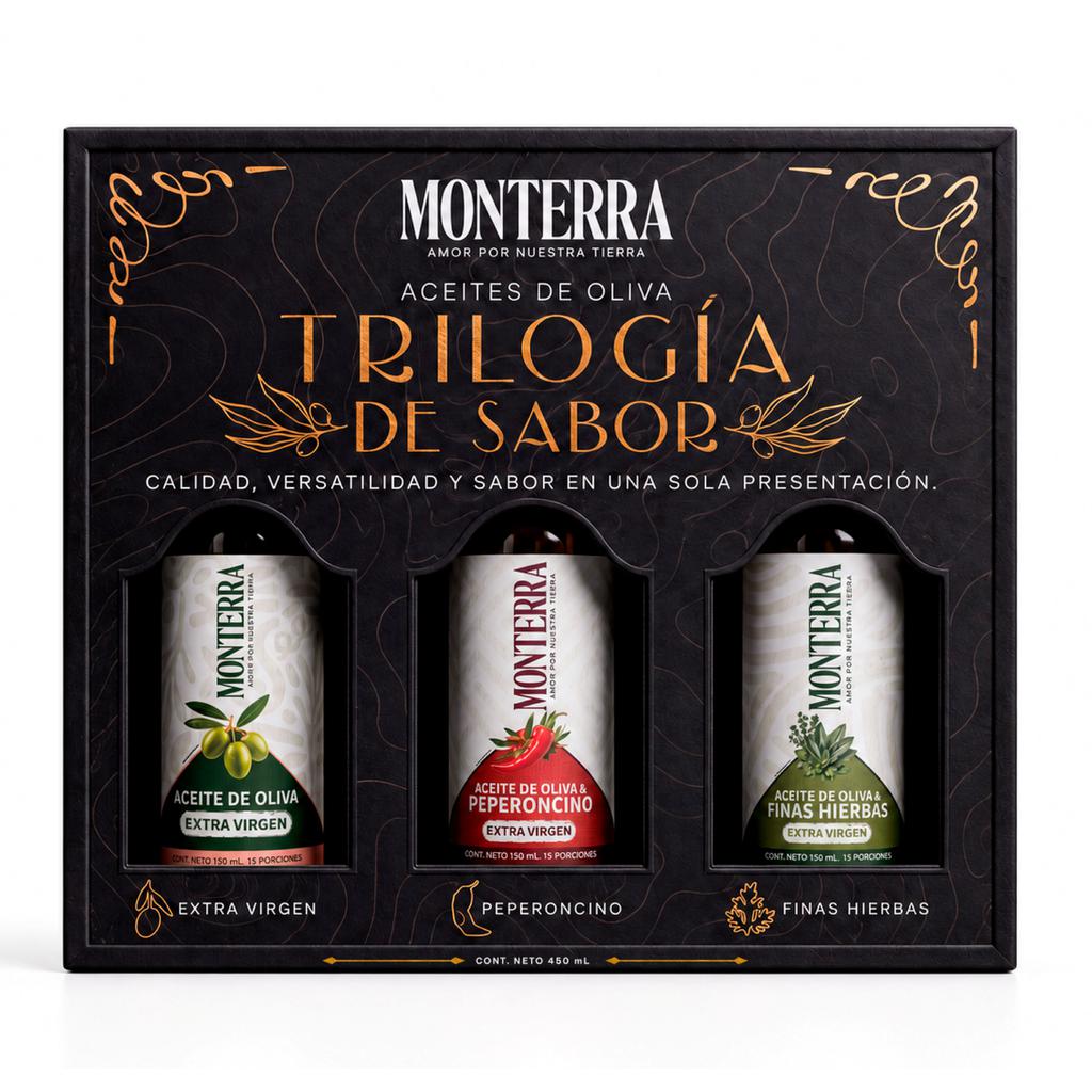 Monterra Trilogía del Sabor Aceite de Oliva Surtido 3 Unidades / 150 mL