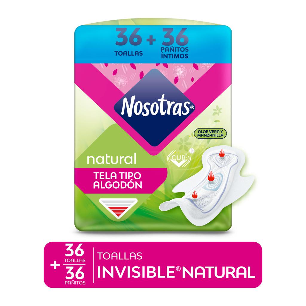 Nosotras Toallas Invisible 36 Unidades + 36 Pañitos Íntimos