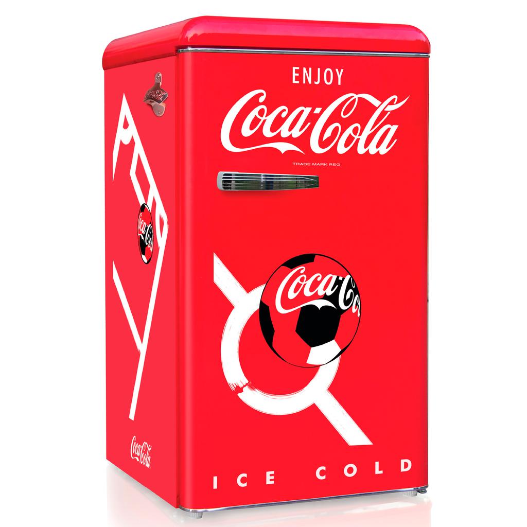 Coca-Cola Retro Single Door Refrigerator with Freezer Soccer Edition 85 L / 3 cu ft.
