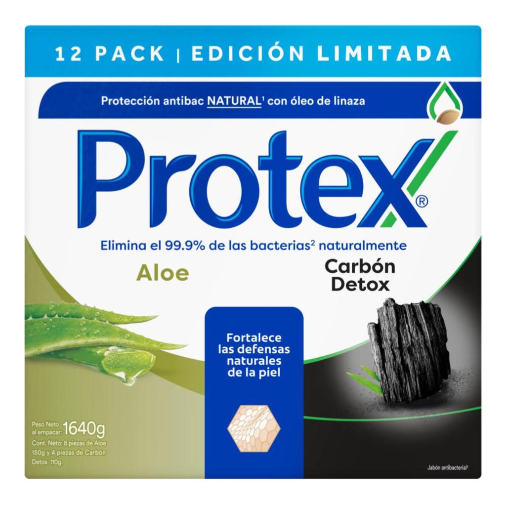 Protex Jabón de Tocador Presentación Surtida Aloe y Carbón Detox12 UND