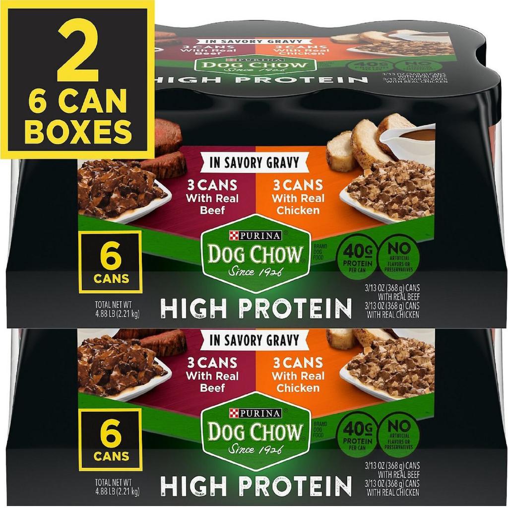 Purina Dog Chow Beef and Chicken Flavor Wet Dog Food 12 Units / 368 g