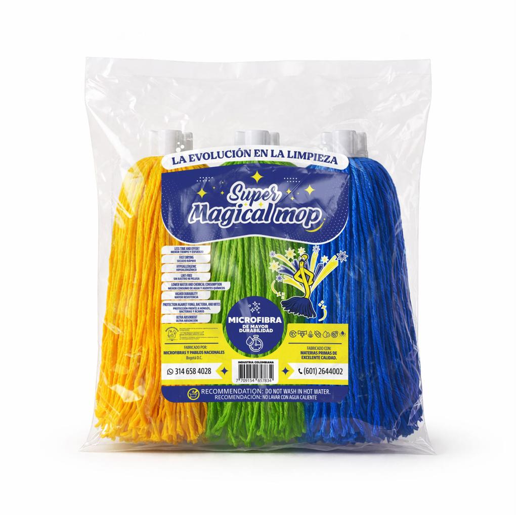 Super Magical Mop Traperos de Microfibra 3 Unidades