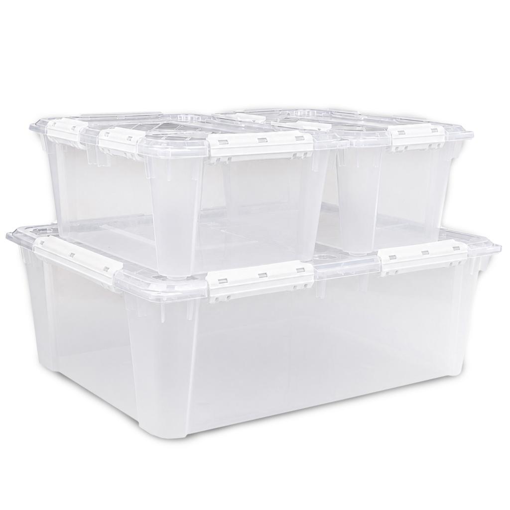 Greenmade Set de Cajas Contenedoras Transparentes con Tapa 3 Unidades