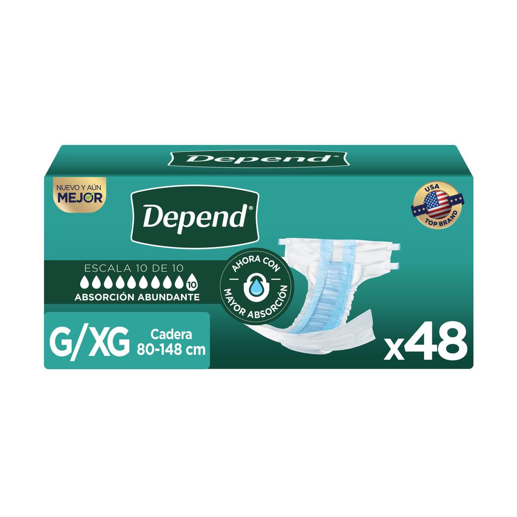 Depend Pañal para Adulto Talla G/XG 48 Unidades