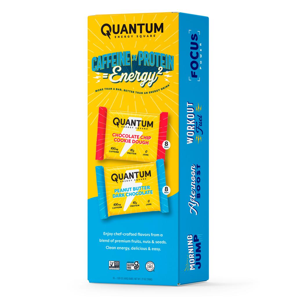 Quantum Energy Bars Cookie Dough Flavor with Chocolate Chips and Peanut Butter with Dark Chocolate 16 Units /